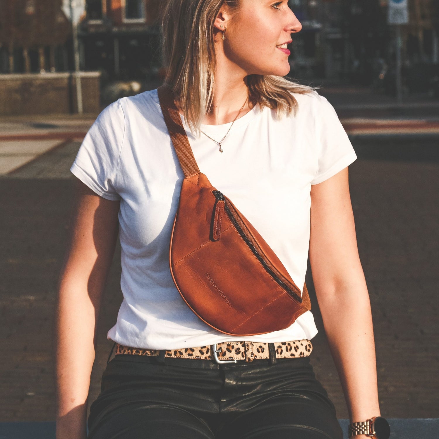 Leather Waist Pack Cognac Eden