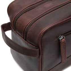 Trousse de Toilette en Cuir Marron Stefan