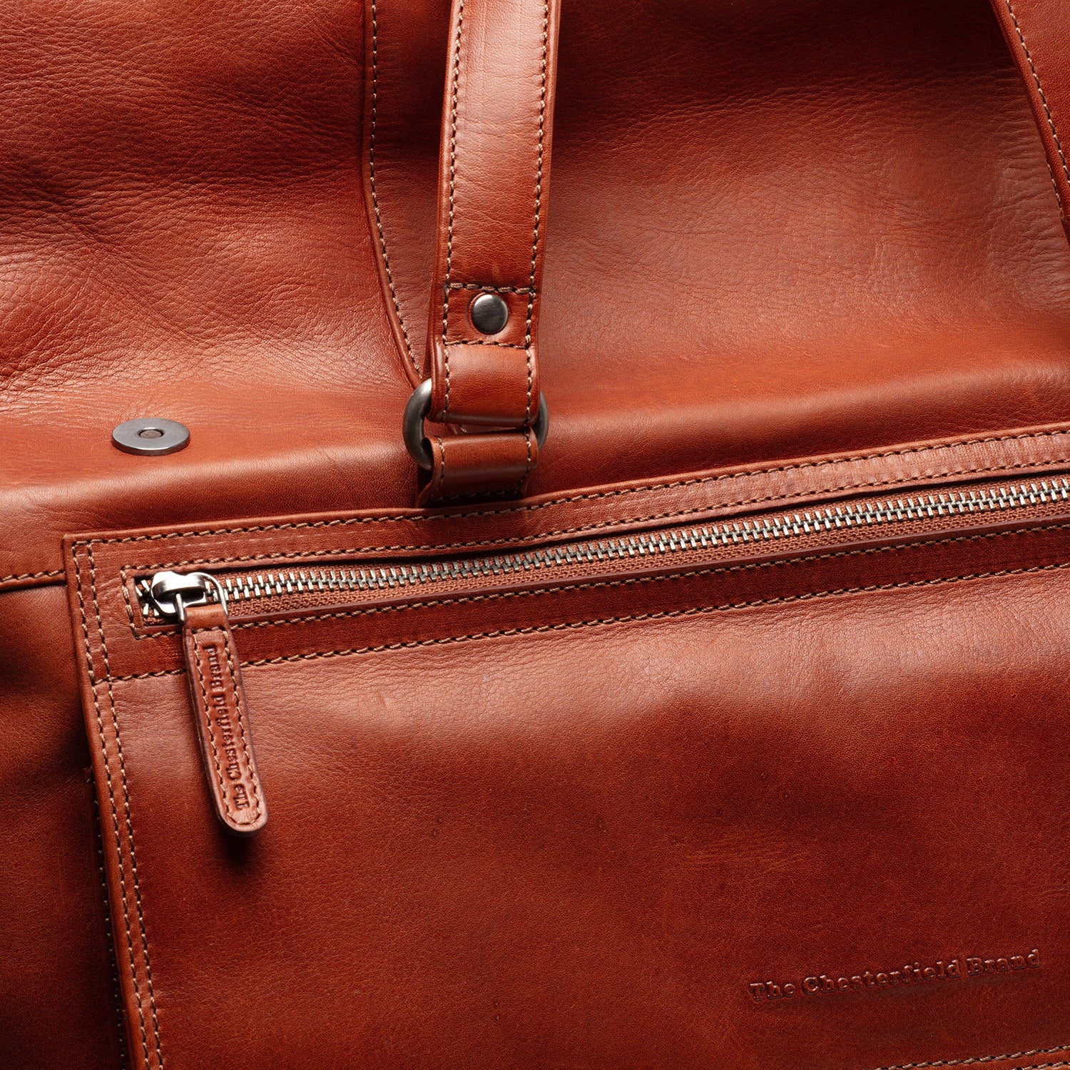 Leather Weekend Bag Cognac Lazio