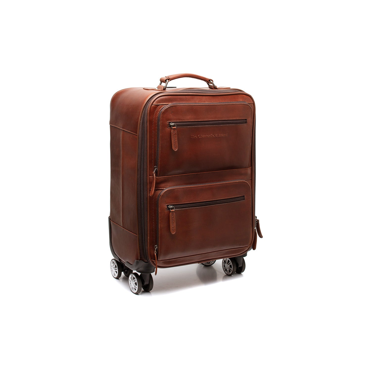 Valise Trolley en Cuir Cognac San Marino