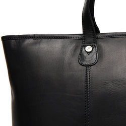 Leather Shopper Black Ferrera