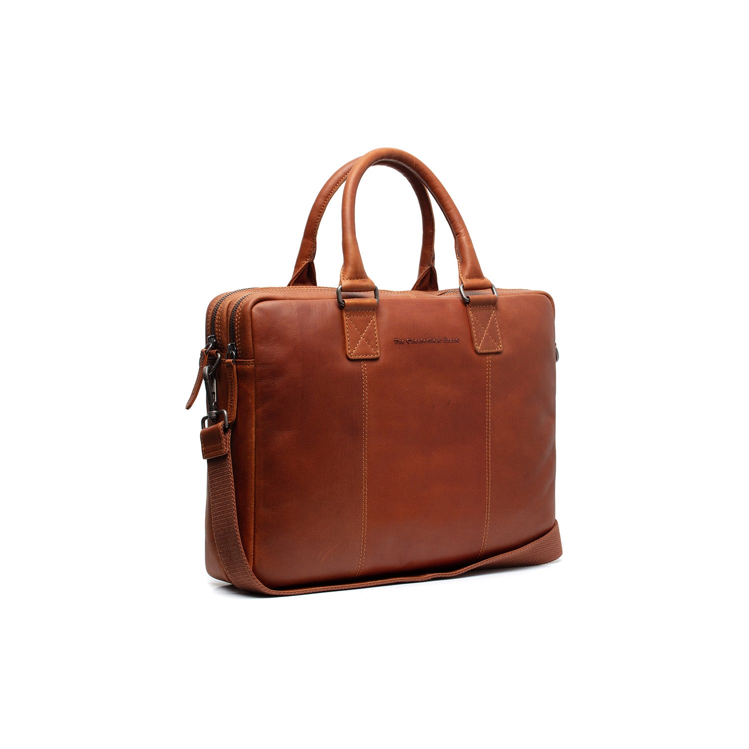 Leather Laptop Bag Cognac Fabian