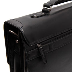 Leather Laptop Bag Black Salvatore