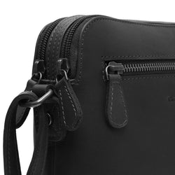 Sac à Bandoulière en Cuir Noir Nebraska