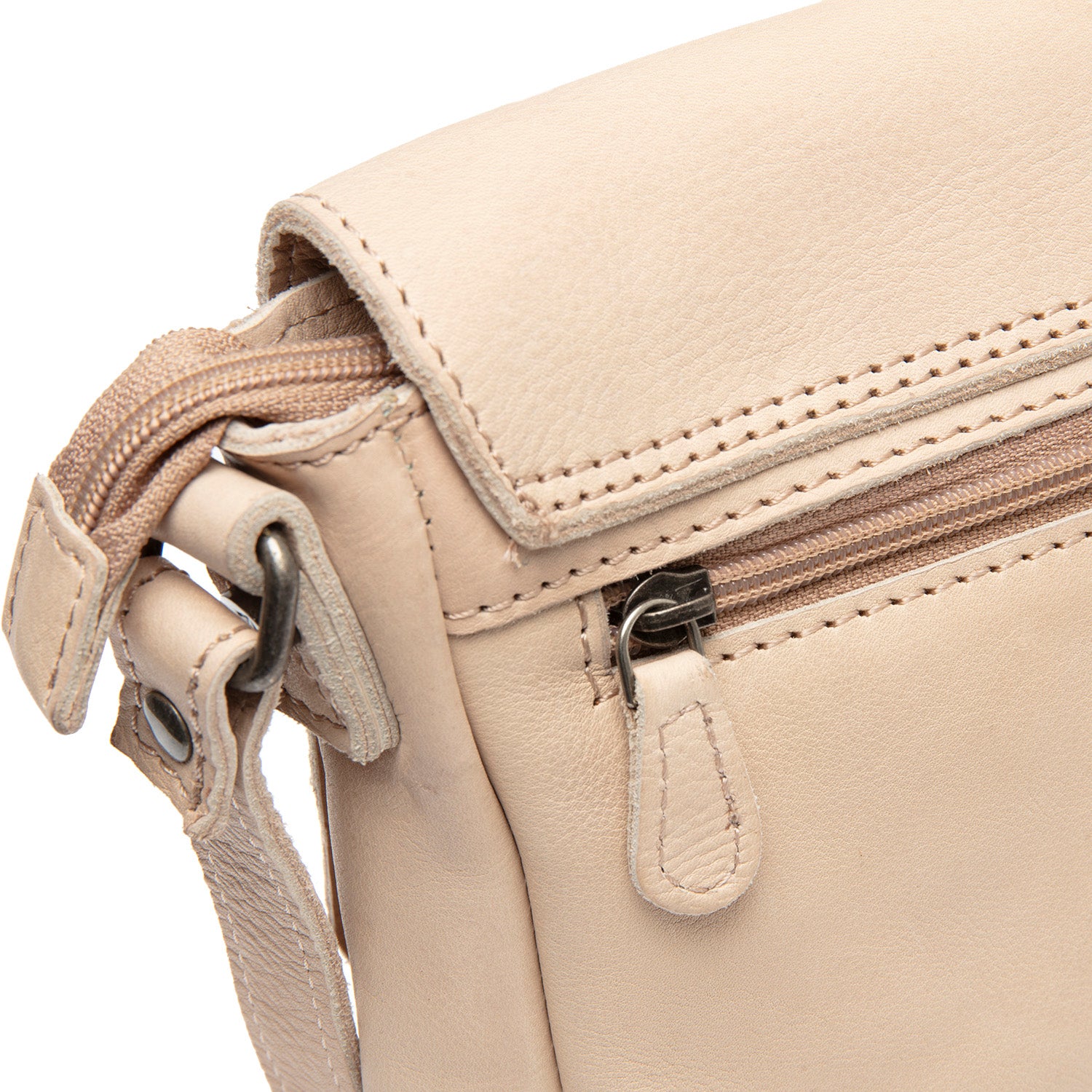 Leren Schoudertas Beige Ann