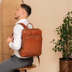 Leder Rucksack Cognac Nicola