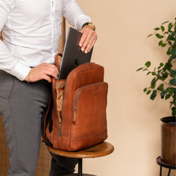 Leder Rucksack Cognac Nicola