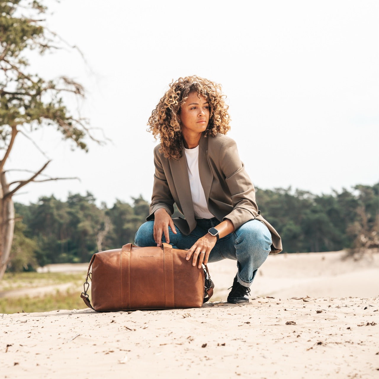 Sac de Voyage en Cuir Cognac Conor