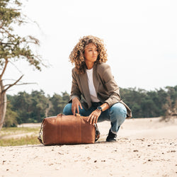 Leather Weekend Bag Cognac Conor