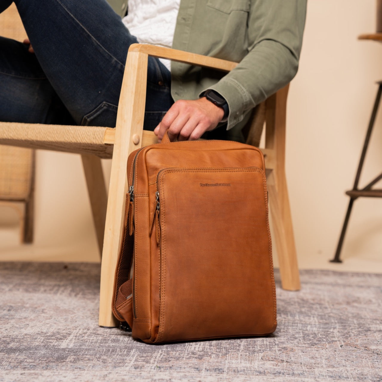 Leather Backpack Cognac Jasper