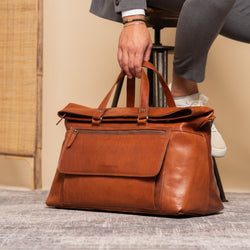 Leder Weekender Cognac Lazio