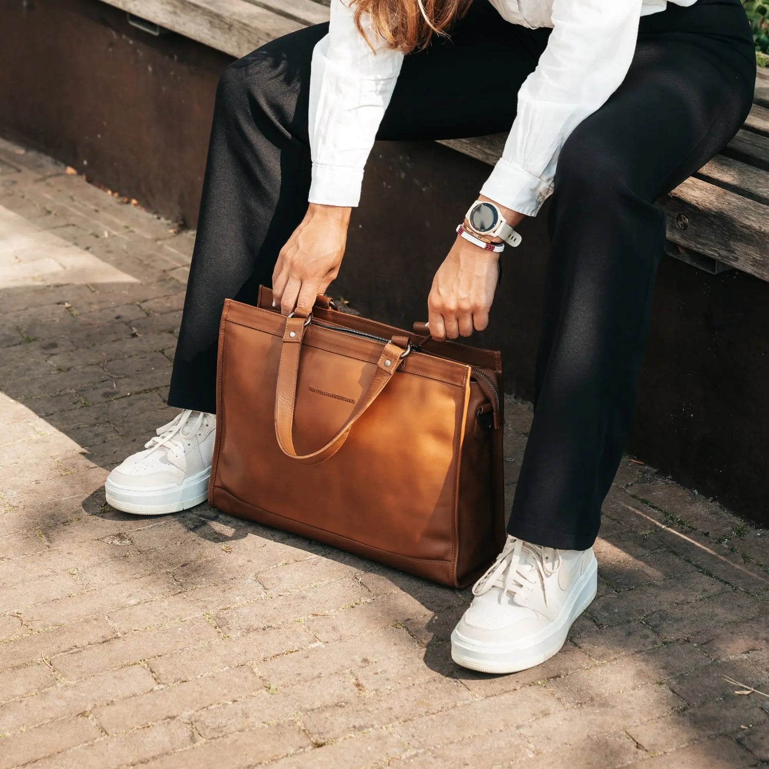 Leather Shopper Cognac Manly