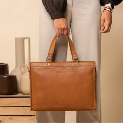 Leather Shopper Cognac Manly