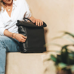 Leather Backpack Black Mazara