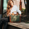 Leather Laptop Bag Olive Green Narvik