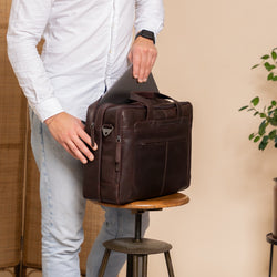 Sac d'Ordinateur en Cuir Marron Ryan