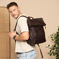 Leather Backpack Brown Savona