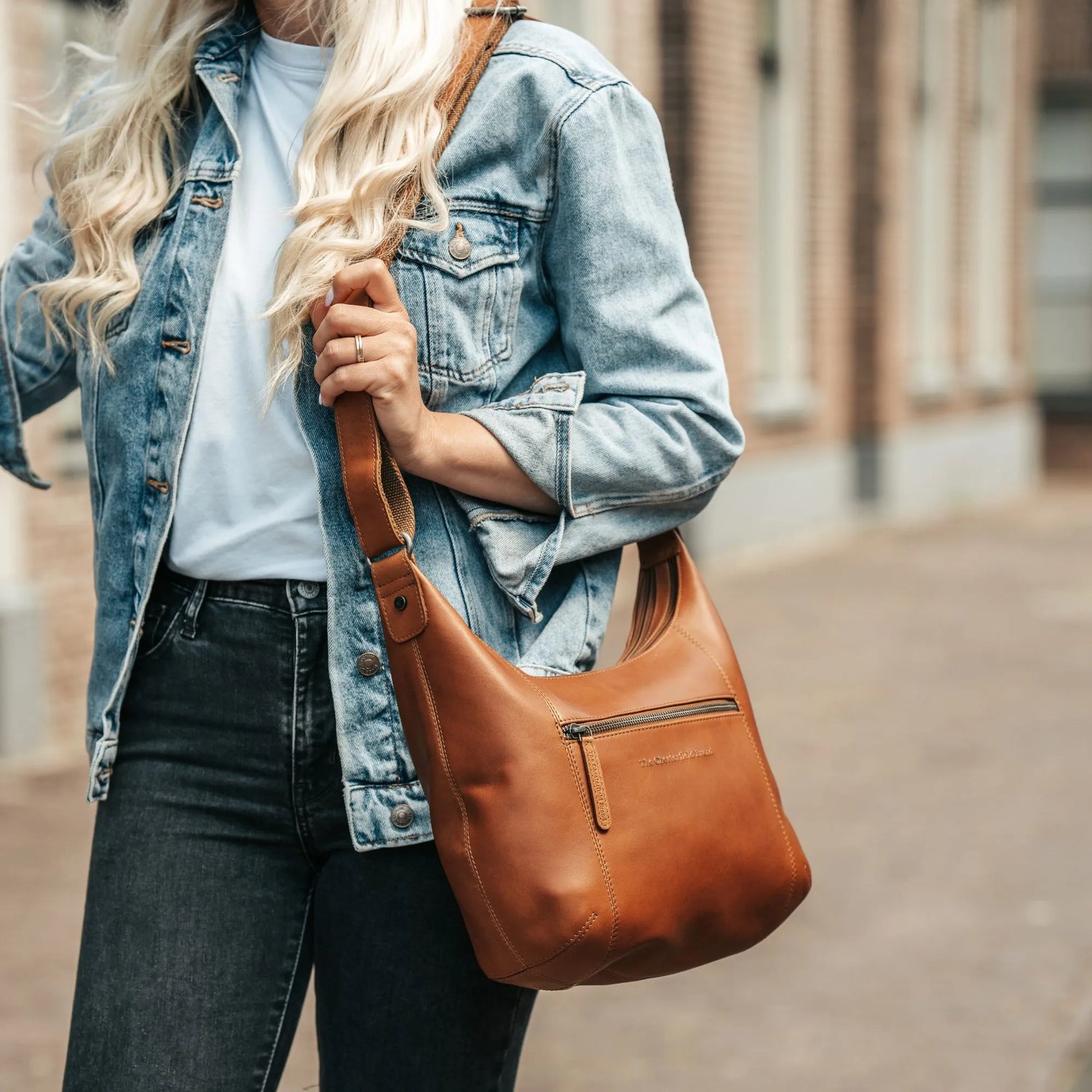 Leather Shoulder Bag Cognac Arlette