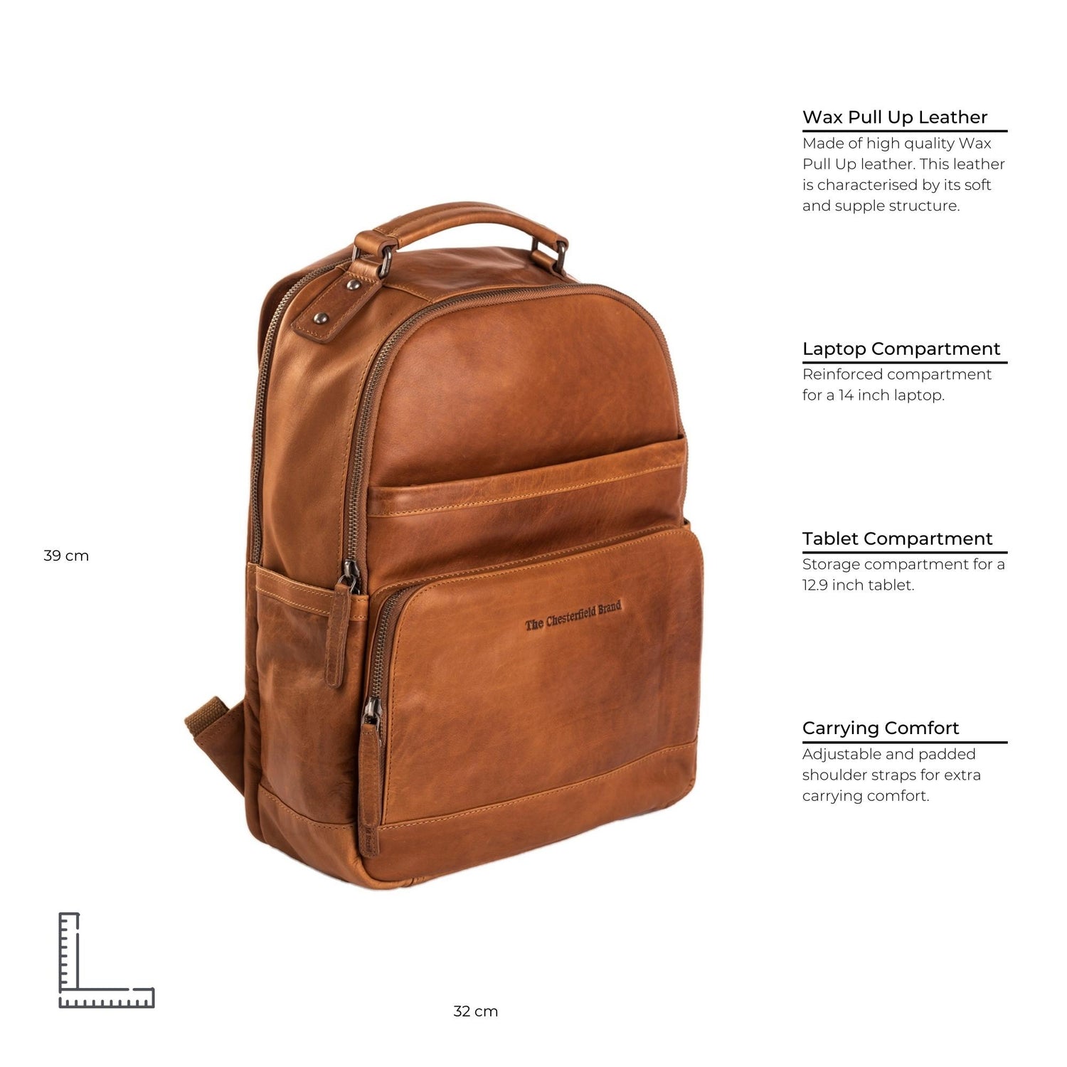 Leather Backpack Cognac Austin