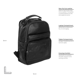 Leather Backpack Black Austin