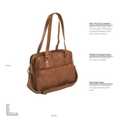 Leather Shoulder Bag Cognac Barcelona