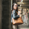 Leather Shoulder Bag Cognac Bergamo