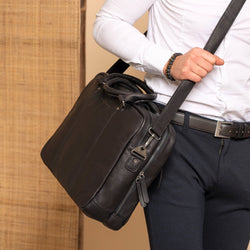 Leather Laptop Bag Black Boston