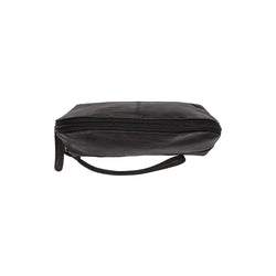 Leather Toiletry Bag Black Venezia