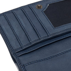 Leather Wallet Ocher Navy Avola