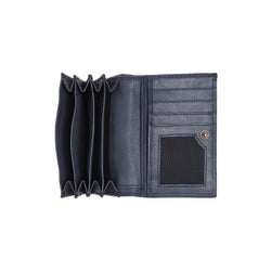 Leather Wallet Ocher Navy Avola