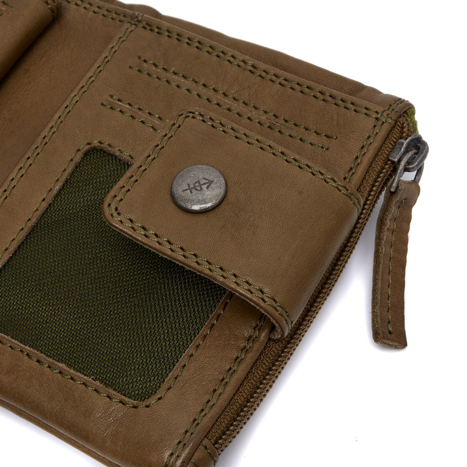 Leather Wallet Olive Green Mavona