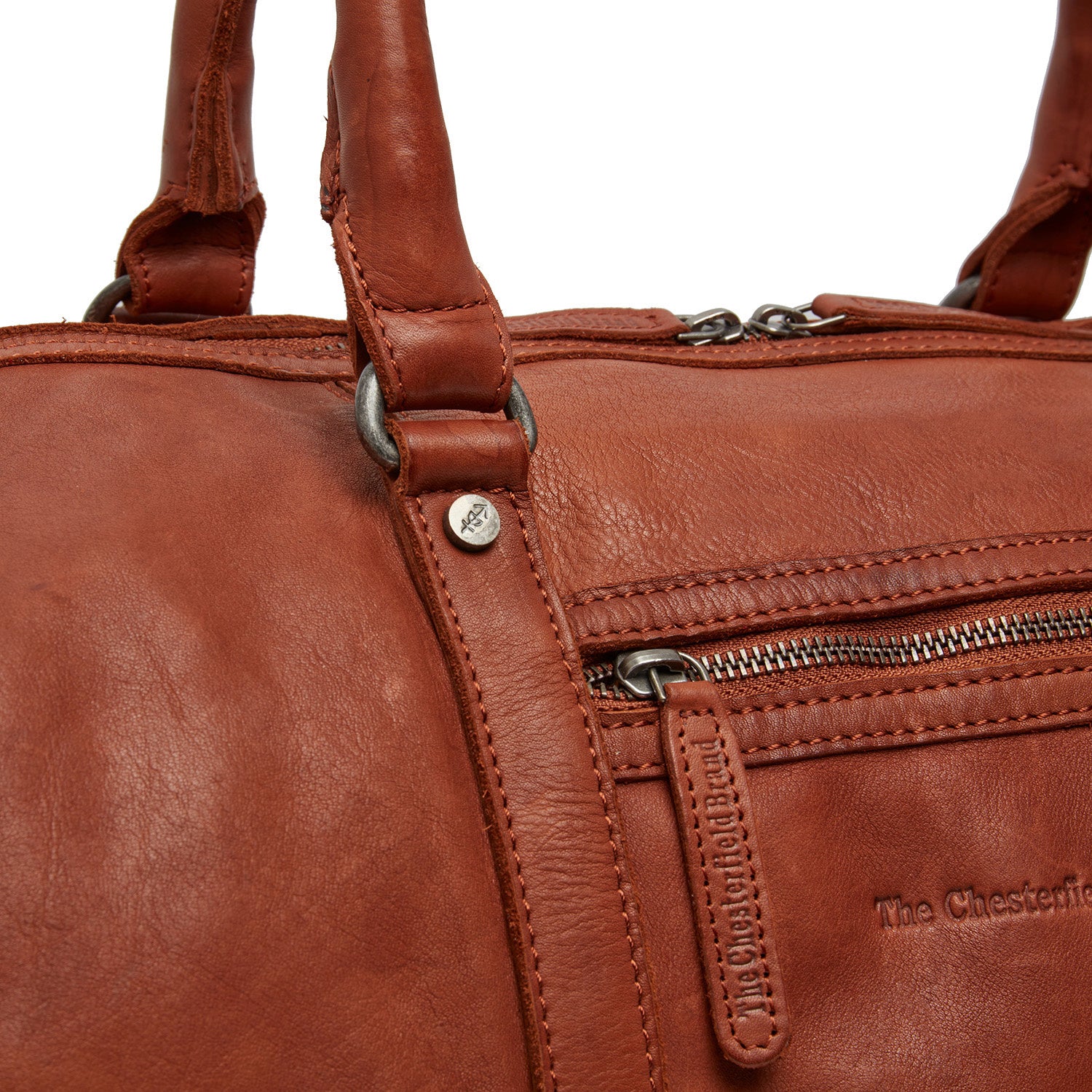 Leather Weekend Bag Cognac Lorenzo