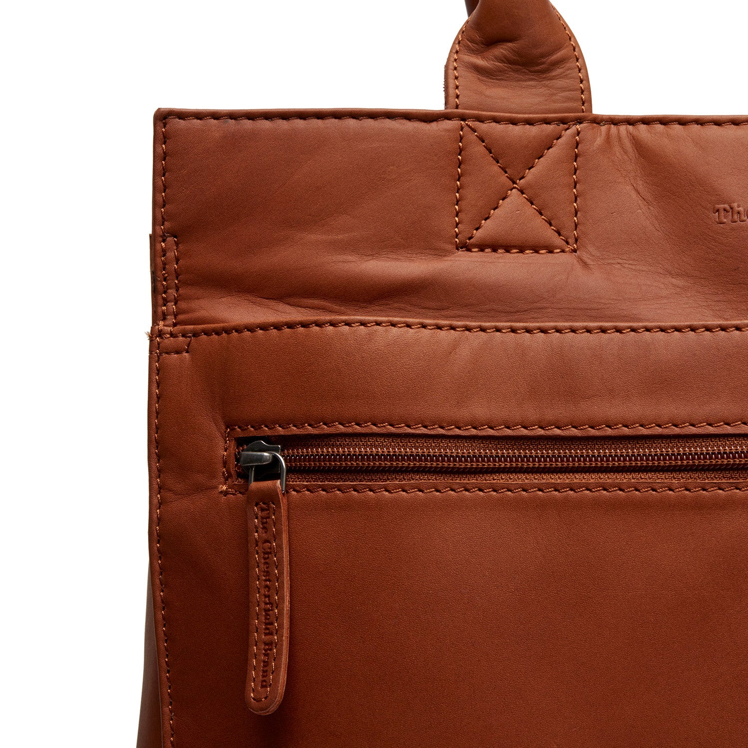 Leather Shopper/Diaper bag Cognac Elody