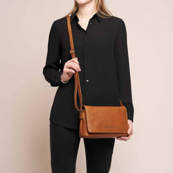 Leather Shoulder Bag Cognac Reston