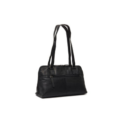 Leather Shoulder Bag Black Santorini