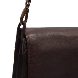 Leather Shoulder Bag Brown Corsica Black Label