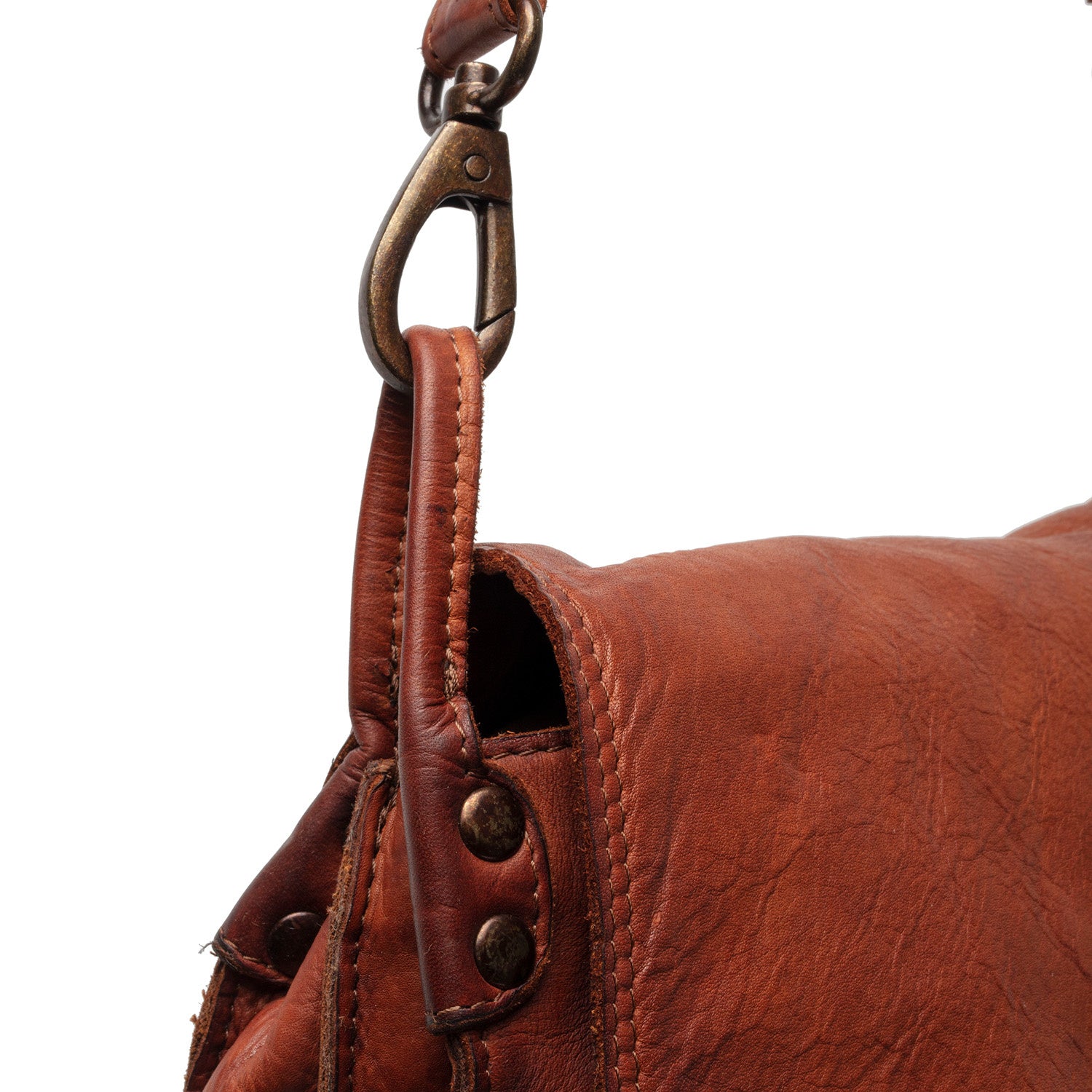 Leather Shoulder Bag Cognac Corsica Black Label