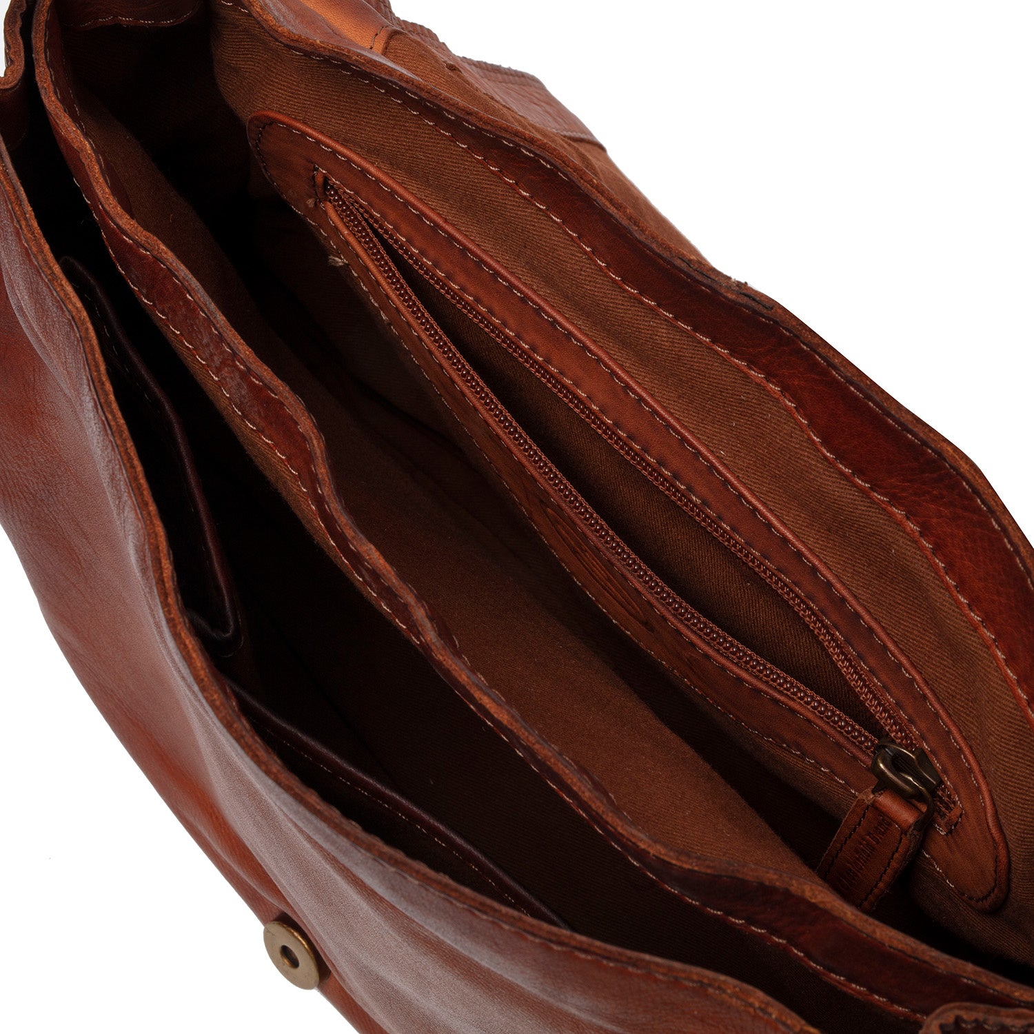 Leather Shoulder Bag Cognac Corsica Black Label