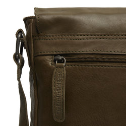 Leather Shoulder Bag Olive Green Interlaken