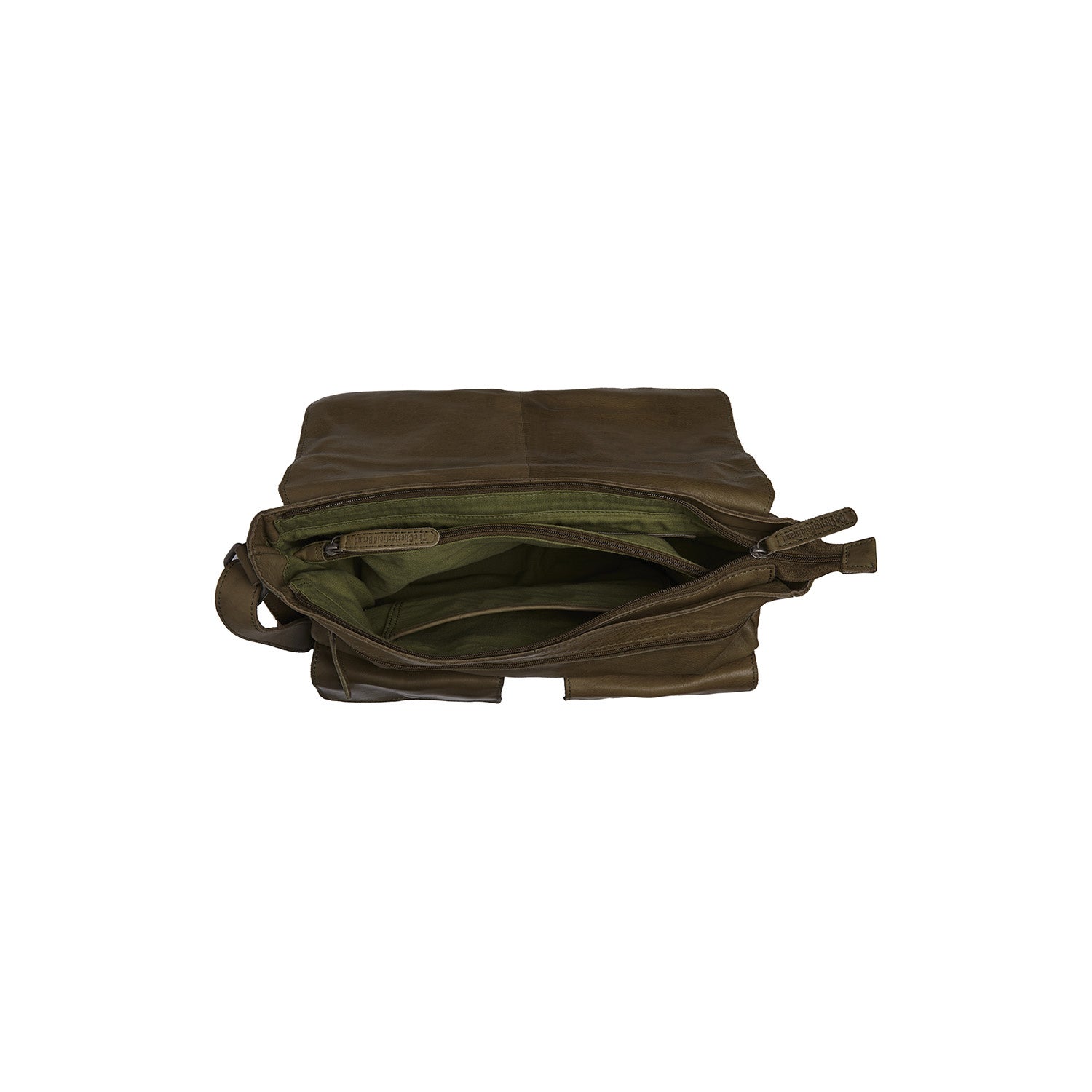 Leather Shoulder Bag Olive Green Interlaken