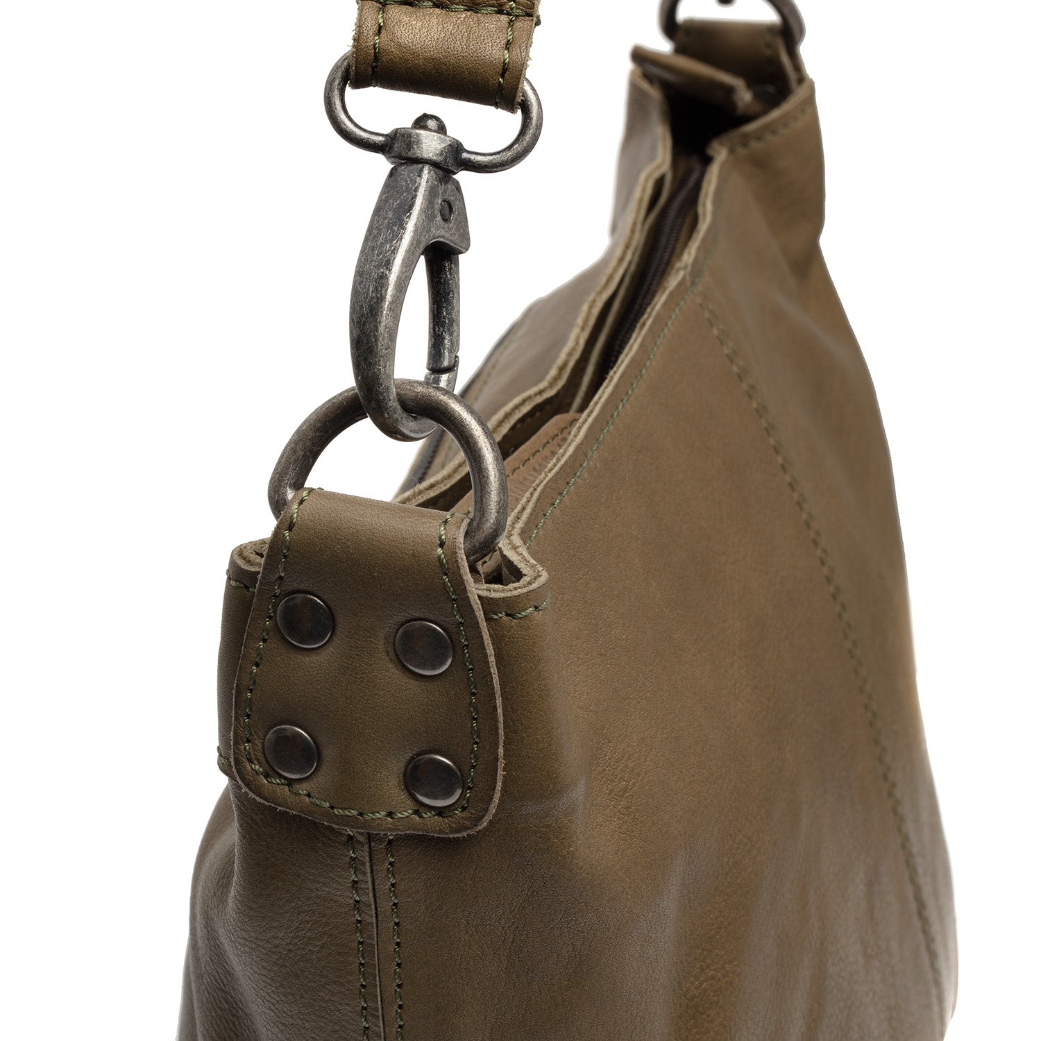 Leather Schoulder bag Olive Green Lucy