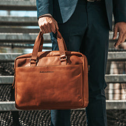 Leather Laptop Bag Cognac Manhattan