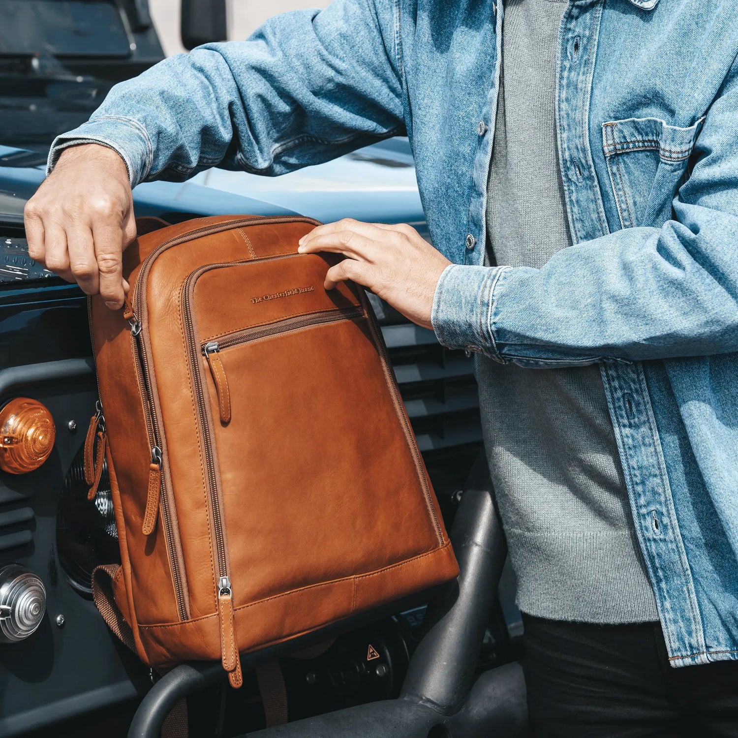 Leather Backpack Cognac Detroit