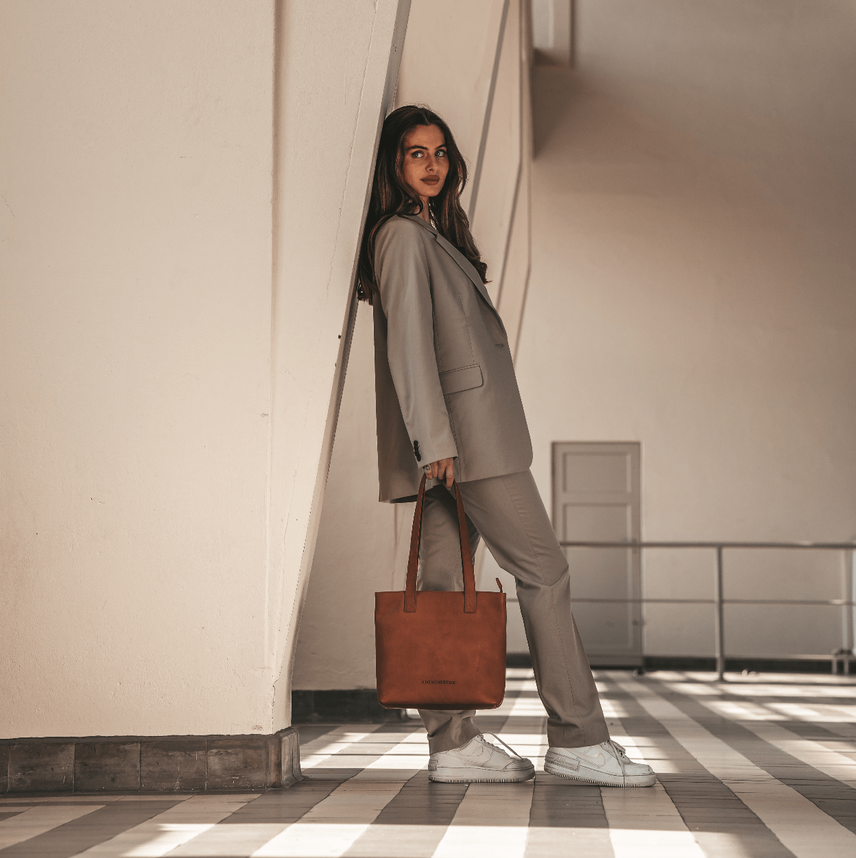 Leather Shopper Cognac Florida