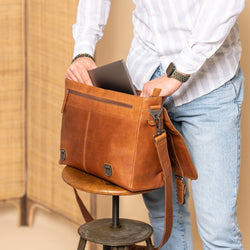 leren laptoptas cognac imperia