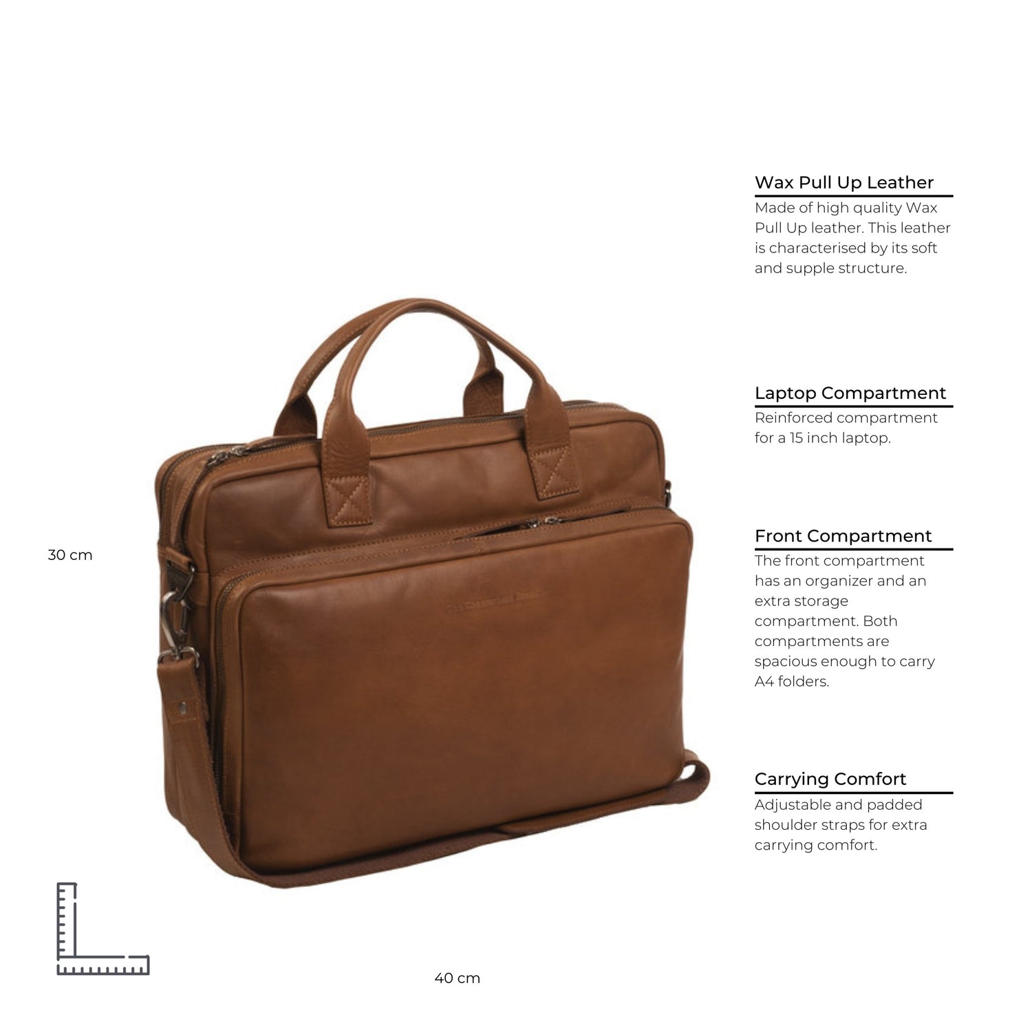 Leather Laptop Bag Cognac Jackson