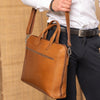 leren laptoptas cognac levanto