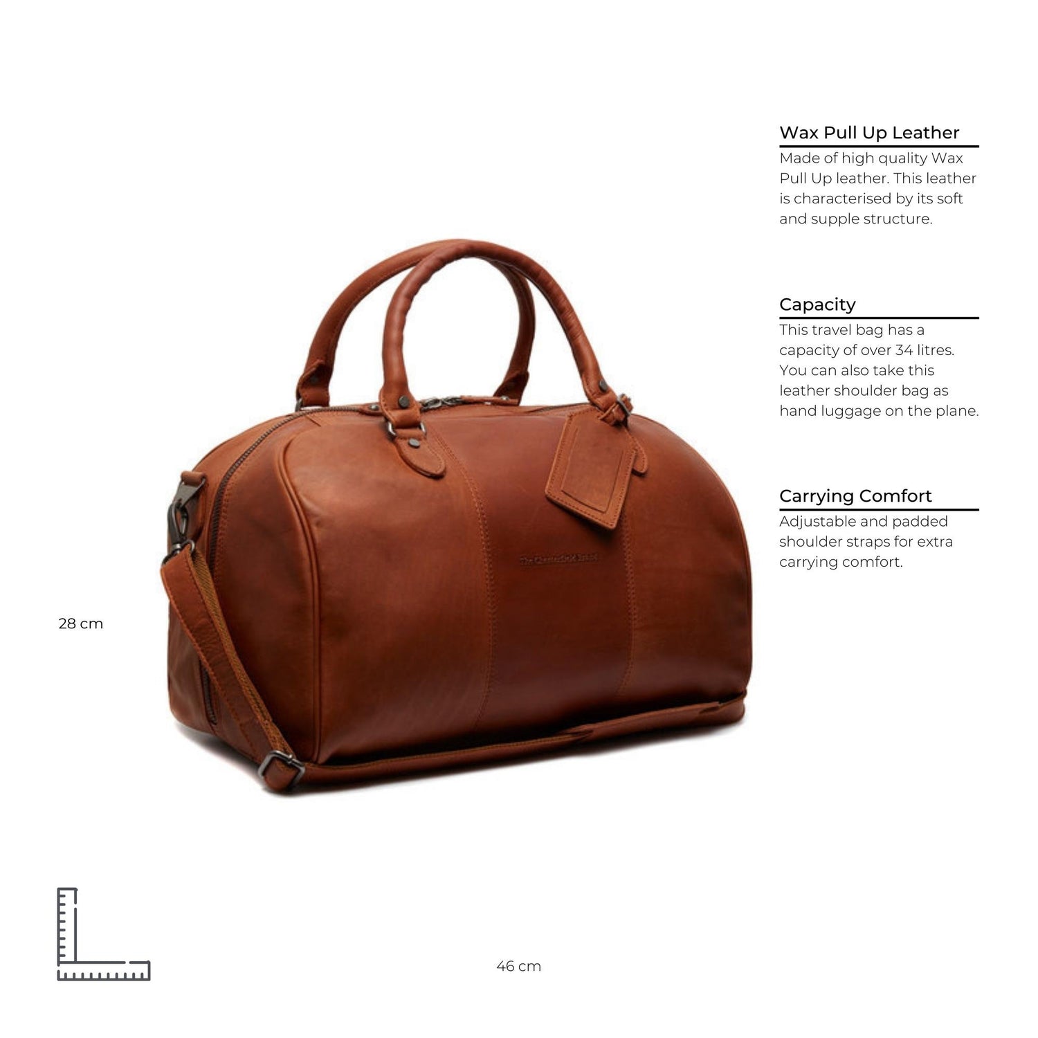 Leather Weekend Bag Cognac Liam