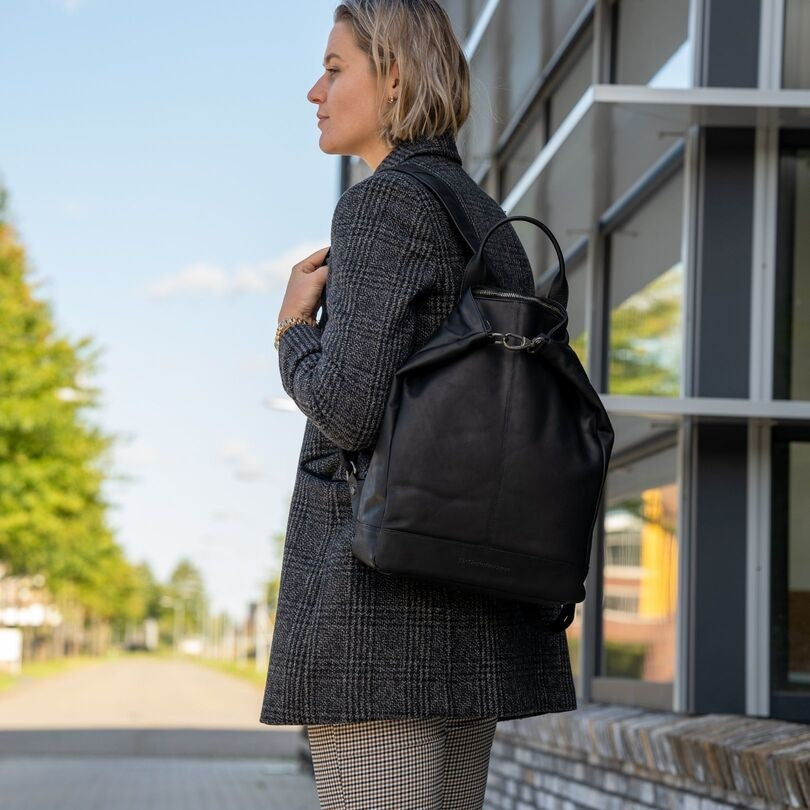 Leather Backpack Black Manchester