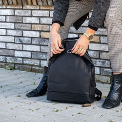 Leather Backpack Black Manchester